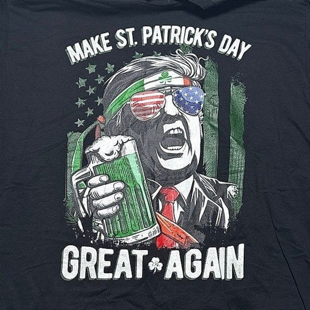 Port & Company Make St Patricks Day Great Again Trump Graphic T-Shirt Black 3XL
